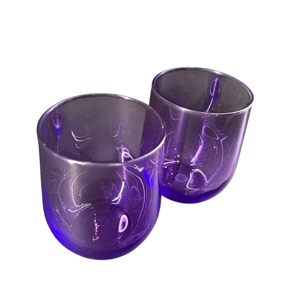 Set Of 2 Purple Glass Tumblers - Picture 1 of 7